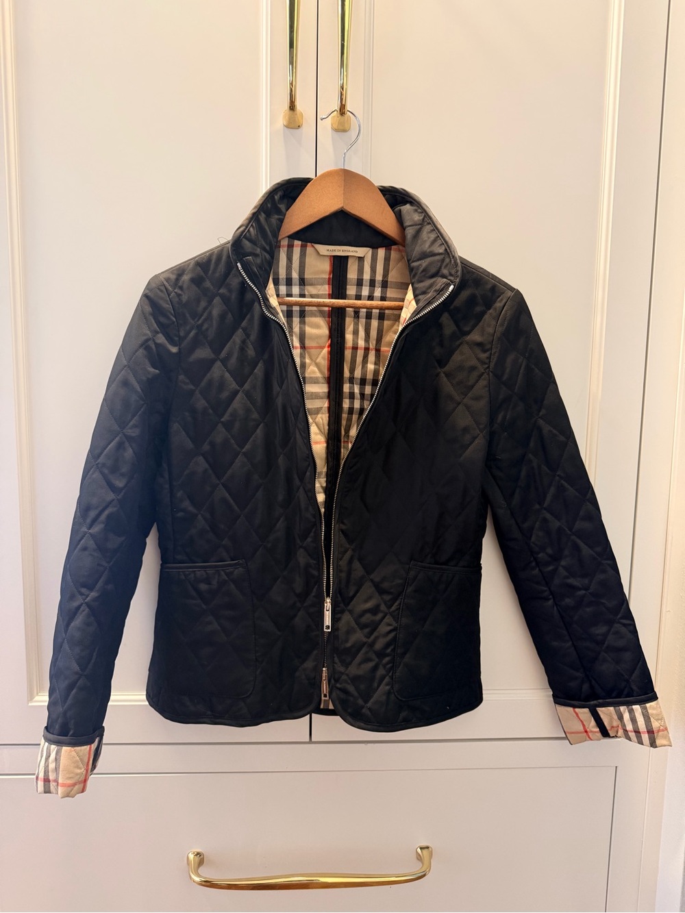 Burberry Black Quilted Kids' Jacket with Signature Check Lining